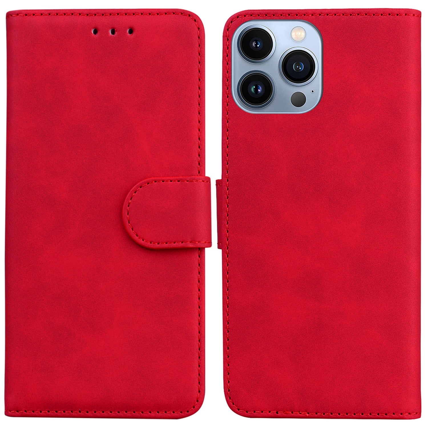 For iPhone 15 Pro Max Anti-Scratch Phone Case Stand PU Leather Wallet Solid Color Mobile Phone Cover For iPhone 15 Pro Max Anti-Scratch Phone Case Stand PU Leather Wallet Solid Color Mobile Phone Cover